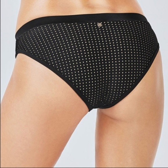 NWT Fabletics Valentina Bikini Bottoms XS X-Small Black Nude Perforated Moderate - Picture 3 of 6